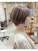 ミルクティーベージュ/ブリーチ1回/ショート