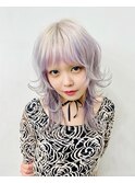 ホワイトパープル×ホワイト×デザインシャギーウルフ
