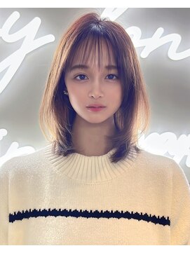 ロンドミラー 博多店(Lond Mirror) ボブルフネビージュ小顔顔周りカット黒髪韓国レイヤーカット博多