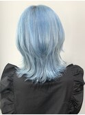 福井　大和田　ハイトーン　水色カラー　ペールブルー　ブリーチ