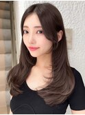 くびれヘアアプリコットオレンジ夏ヘアハイライトカラー