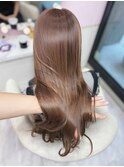 新宿人気!ブリーチなし艶チェリーブラウンカラー/髪質改善f