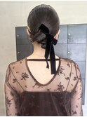 ブリーチなしくすみベージュ冬カラーお呼ばれヘアアレンジ/今枝