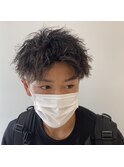 アップバングショート×ツイストスパイラル/メンズパーマ