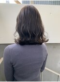 グレージュオリーブベージュ顔周りカット韓国風前髪甲府美容室