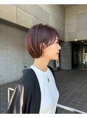 丸みショートにピンクカラー
