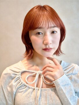 ガーデンヨコハマエスト(GARDEN YOKOHAMA est) 切りっぱなしボブ　オレンジ　ベージュ　デジタルパーマ風