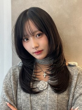 オムニス 表参道(Omnis) 暗髪レイヤーハッシュカットくびれワンカールレイヤー表参道黒髪