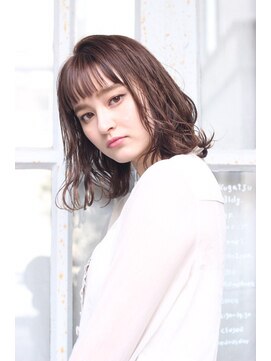 ミディアムカール×グレージュ【LEB神戸三宮】