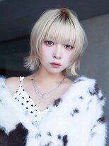 アルバム 銀座(ALBUM GINZA)&nbsp;前髪カットブロンドくびれミディ韓国ヘア_F1357