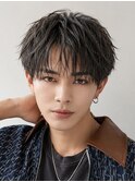 ラウンドマッシュ韓国シースルーセンターパートフェザーパーマ