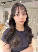 ぱっつん前髪シースルーバングレイヤーカットワンホンレイヤー