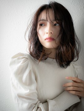 カバーヘア ブリス 川口(COVER HAIR bliss) アッシュオリーブくせ毛風小顔大人ボブパーマw川口20代30代40代