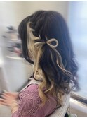 編み込みリボンアレンジ