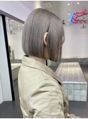 ボブ/ミルクティーベージュカラー/ブリーチ/丸みショート/原宿
