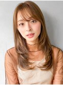 くびれヘア斜めバングうる艶髪結べるボブ前髪モテ髪セミディ