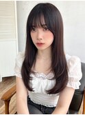 〇レイヤーカット ワンカール 韓国ヘア チョコレートブラウン