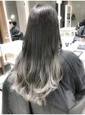 アッシュグレージュグラデーションカラー!ロング 3Dカラーモード