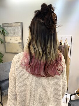 ジエクト ヴィシア(The Ect VIXIA) 裾カラー  インナーカラーピンク ホワイトベージュ