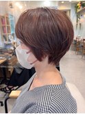 丸みショートボブ★ペールベージュ★髪質改善★セクションカラー