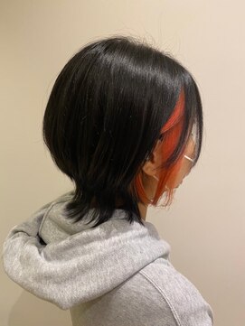 ニシオギ ヴォイス 西荻窪店(nishiogi voice) インナーカラー×似合わせカット【ディープオレンジ】