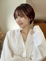 ノラ ギンザ(NORA GINZA)&nbsp;丸みショートマッシュコンパクト黒髪ベージュショート前髪あり