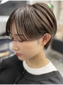 大人可愛い20代30代小顔前下がりショートボブ丸みショート耳かけ