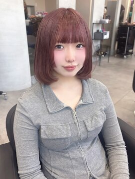 ジエクト カナウ(The Ect canow) ピンクベージュ/全頭ブリーチ/ピンクカラー/姫カット