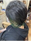 インディゴグリーン/インナーカラー/ウルフ