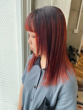 ラニヘアサロン(lani hair salon) ダークグレー＋オレンジ のアンブレラカラー