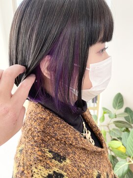 ラシク(racic) 【racic】ブラック&パープルコントラストカラー　ミニボブ