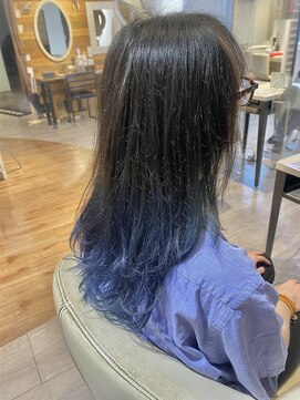 サロンドジョー(salon de joe) 【TAKUYA】ケアブリーチエアタッチグラデーション ブルー