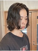 メンズボブ緩めワンカールパーマミディアムボブスパイラルパーマ