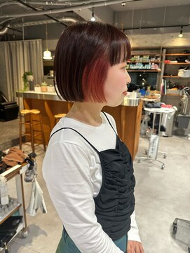 エス 大阪梅田店(es) ぷつっとミニボブ×暖色インナーカラー