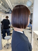 シェノン 赤羽店(CHAINON)&nbsp;髪質改善切りっぱなしフラットボブ前髪ありココアブラウン赤羽