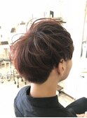 レッド系マッシュショート×フレンチカジュアル