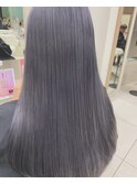 グレージュ×モノトーンアッシュ×ケアブリーチ×ストレート