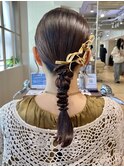 ★結婚式お呼ばれドレスヘア編み込みポニーテールアップスタイル