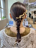 ★結婚式お呼ばれドレスヘア編み込みポニーテールアップスタイル