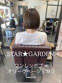 2025年ワンレン切りっぱなしボブ◎オリーヴベージュカラー◎