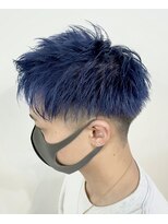 フラグス(FLAGS)&nbsp;メンズカット×ブリーチ×ブルー×短髪×メンズショート