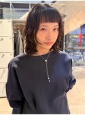 オン眉パーマボブ