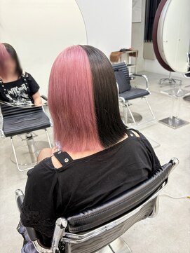 ピンク×ブラック/ブリーチカラー