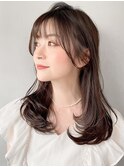 アンブレラカラーこなれヘアうるツヤエアリーカールセミディ