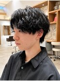 2Wayツイストシャドウパーマ×黒髪ブルーブラックカラー