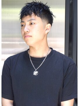 メリケンバーバーショップ コウベ(MERICAN BARBERSHOP KOBE) 七三オールバックツイストパーマかき上げヘアコンマヘア46