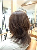 セミロングウルフ/ピンクブラウン