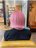ミニボブ　切りっぱなし　ポイントカラー