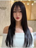 韓国風スーパーロングスタイル 前髪あり