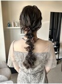 編みおろしヘア、ヘアアレンジ、リボン